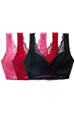 Rhonda Shear Women's 3pk Classic Pin-Up Bra Black/Pink/Red - Regular
